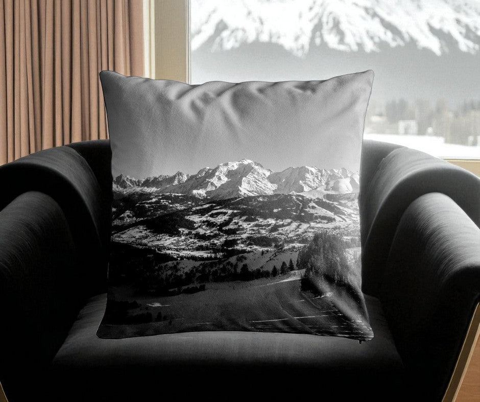 Housse de coussin - 45x45 cm - "Massif du Mont-Blanc"- Karadrone