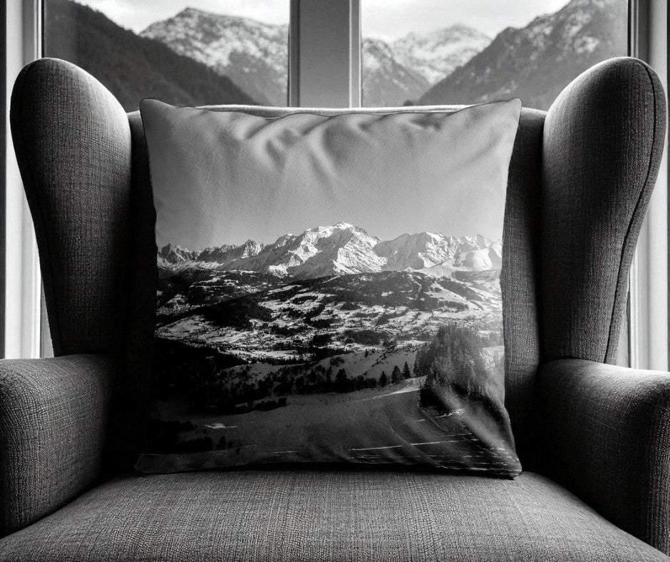 Housse de coussin - 45x45 cm - "Massif du Mont-Blanc"- Karadrone
