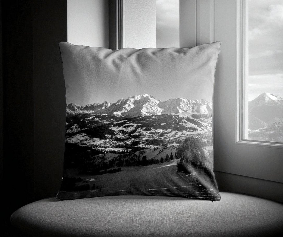 Housse de coussin - 45x45 cm - "Massif du Mont-Blanc"- Karadrone