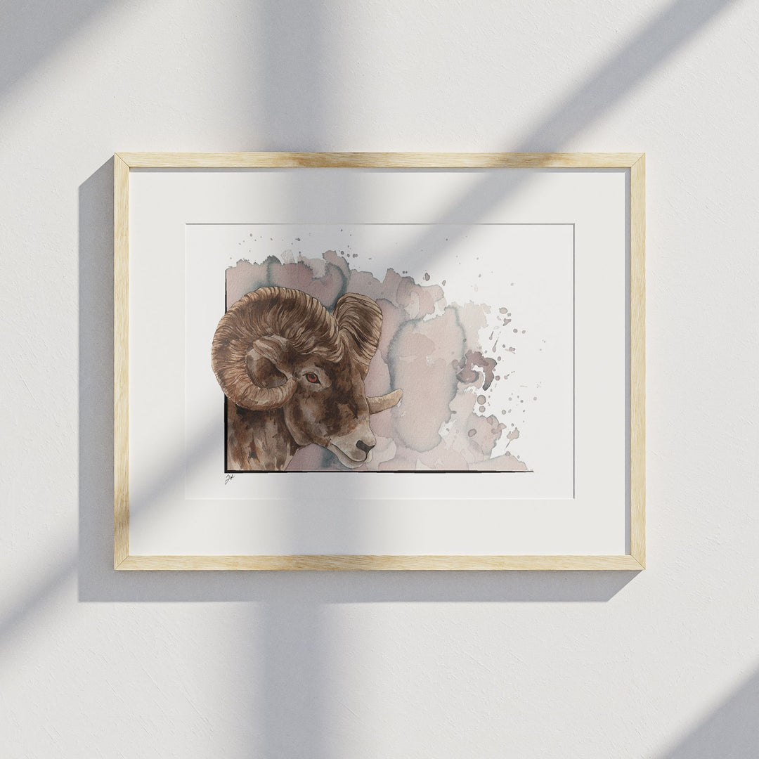Affiche Le Mouflon – Illustration Alpes, vin & aquarelle (A4 et carte postale)