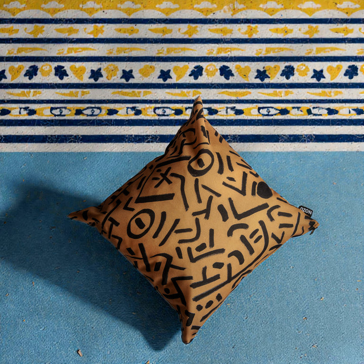 Housse de coussin extérieur jaune moutarde imperméable – déco terrasse