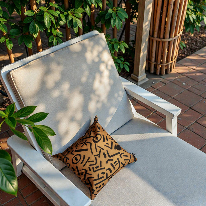 Housse de coussin extérieur jaune moutarde imperméable – déco terrasse