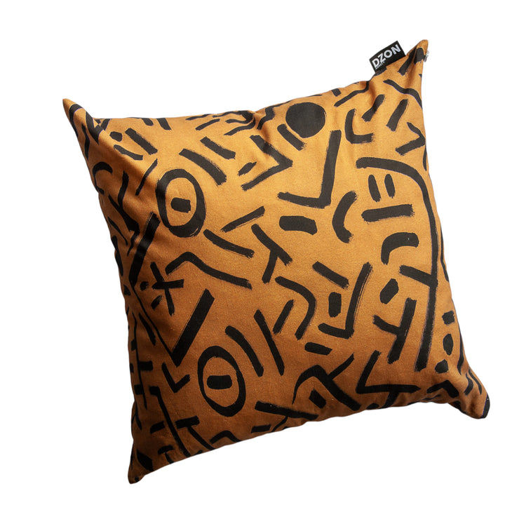 Housse de coussin jaune moutarde – Gestes Libres Willis – coton