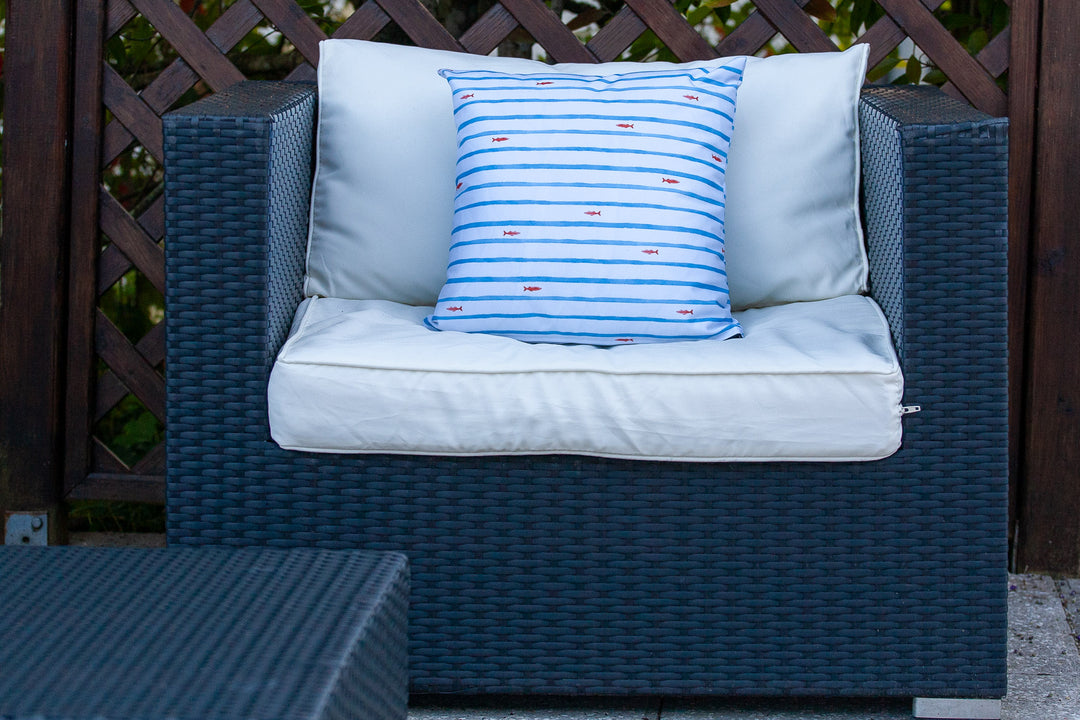 Housse de coussin outdoor “Petits Poissons” 40x40