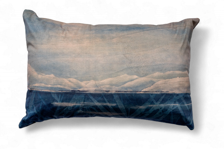 Housse de coussin - 40×60 cm - Lac Bleu - “Les Bleus du Lac” – Gilles Giacomotti
