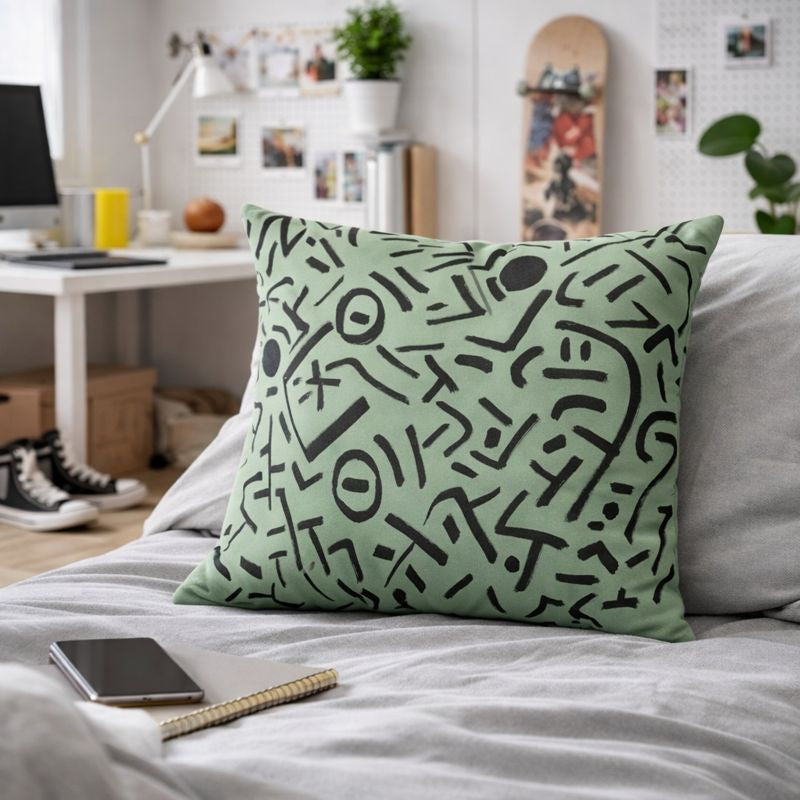 Housse de coussin vert – Gestes Libres Willis – coton