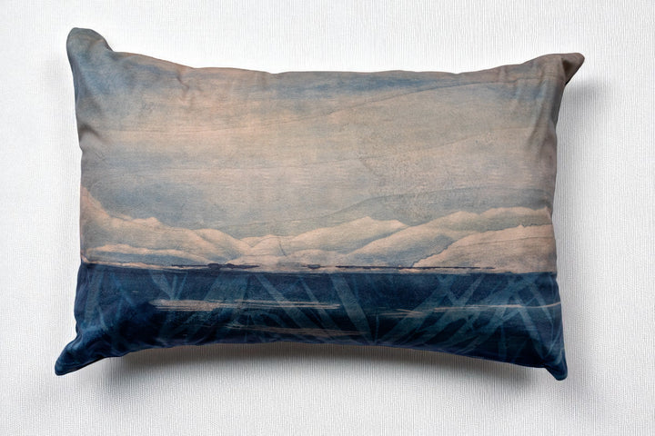 Housse de coussin - 40×60 cm - Lac Bleu - “Les Bleus du Lac” – Gilles Giacomotti