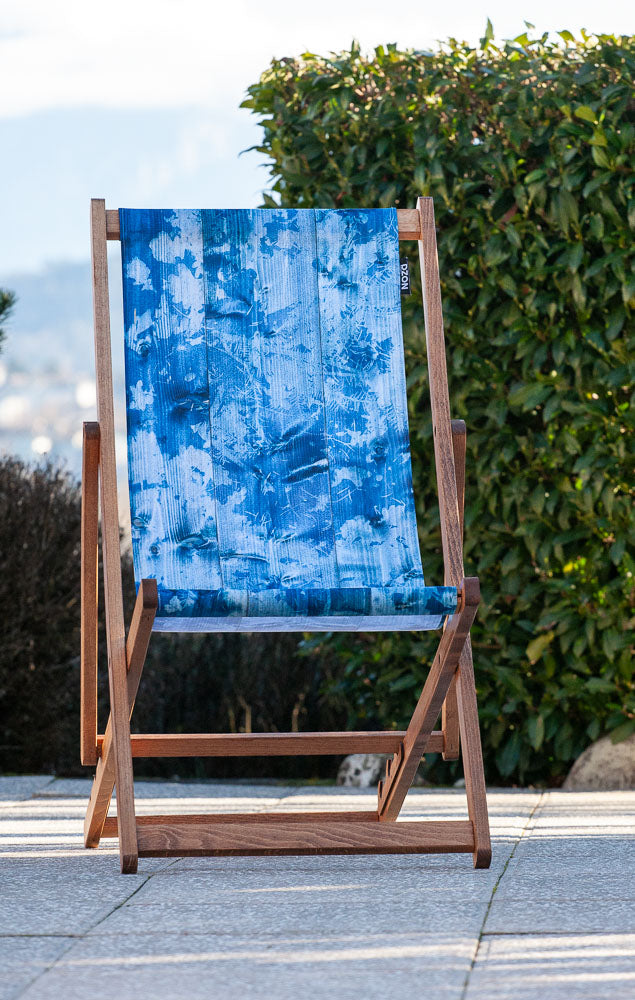 Chilienne en chêne massif - toile amovible – collection Les Bleus du Lac