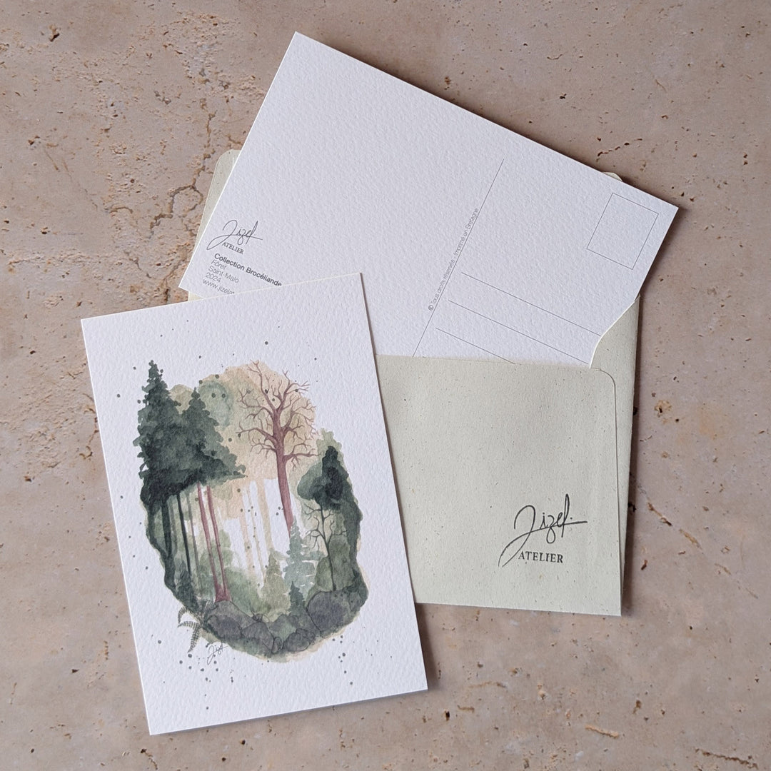 Affiche La Forêt — Illustration Alpes, vin & aquarelle (A4 et carte postale)