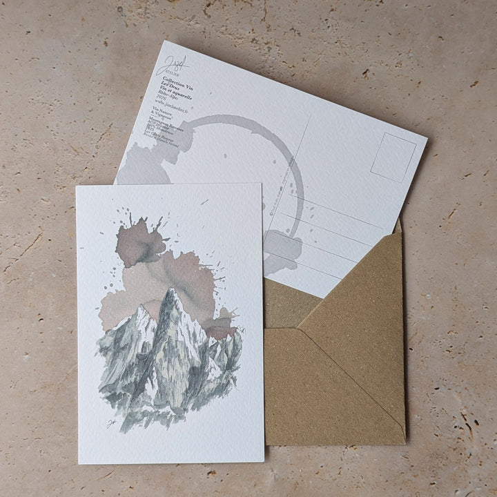 Affiche Les Drus – Illustration Alpes, vin & aquarelle