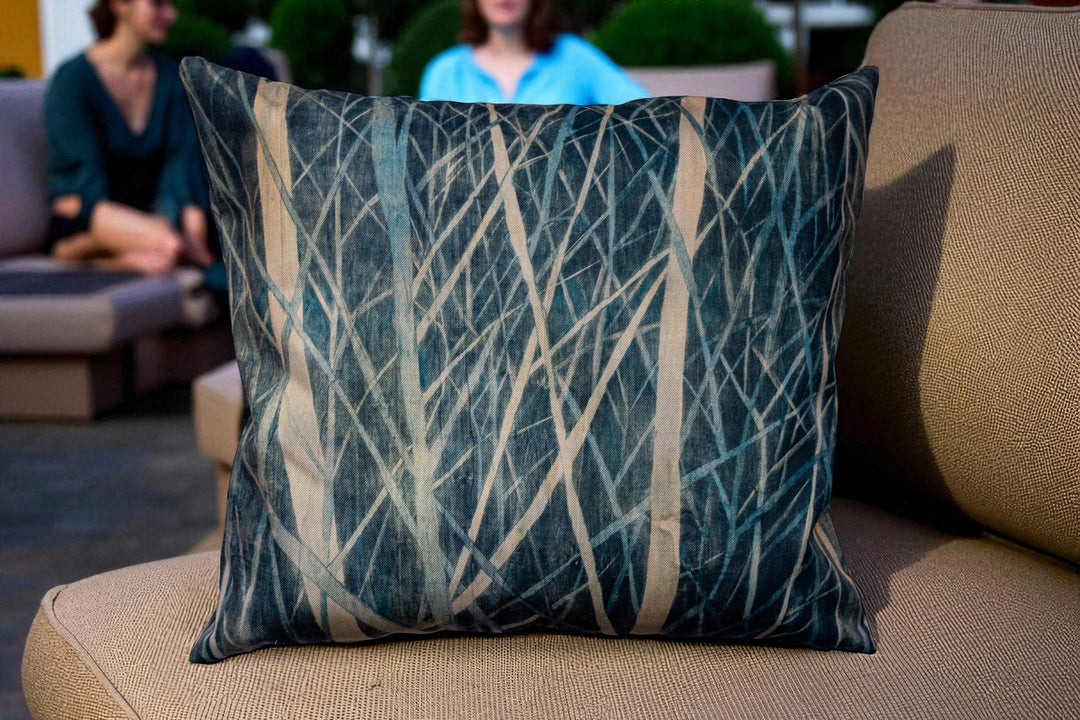 Housse de coussin extérieur 45x45 Les roseaux du lac - imperméable style artistique