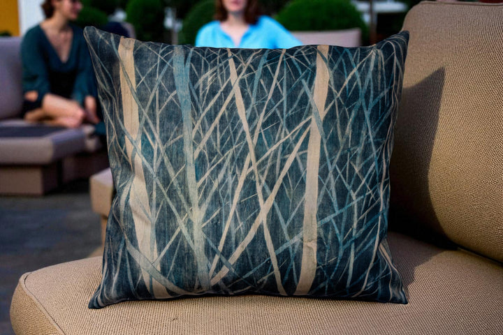 Housse de coussin extérieur 45x45 Les roseaux du lac - imperméable style artistique