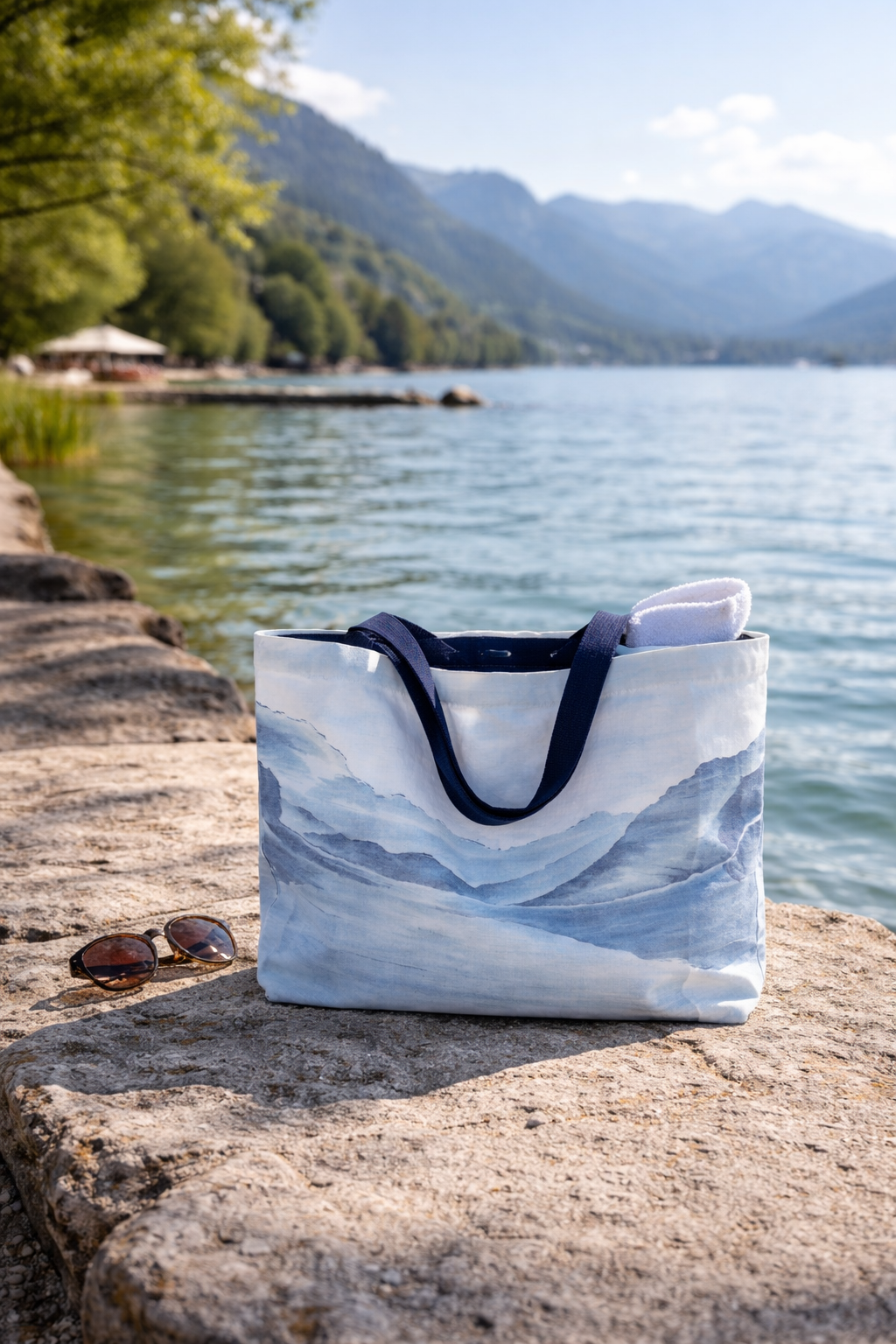 Sac cabas en denim recyclé – Reflets - Les Bleus du Lac – Maison DZON